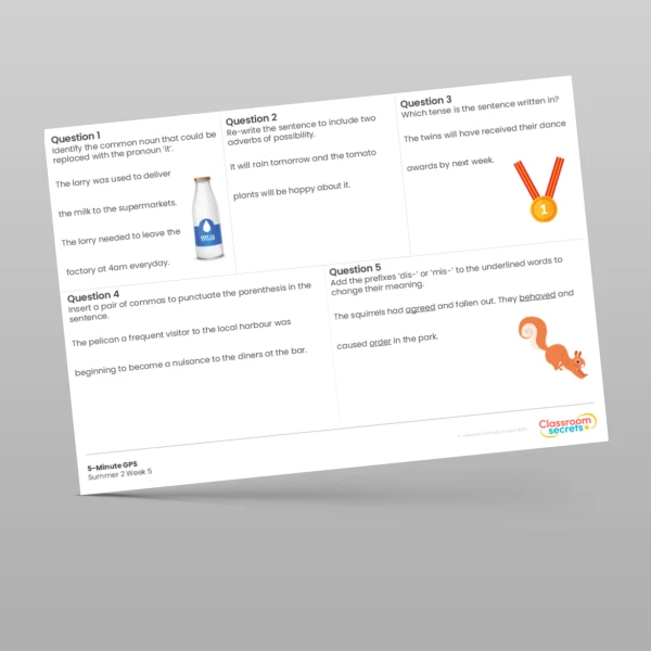 An image of the 5-Minute GPS Summer 2 Week 5 Resource