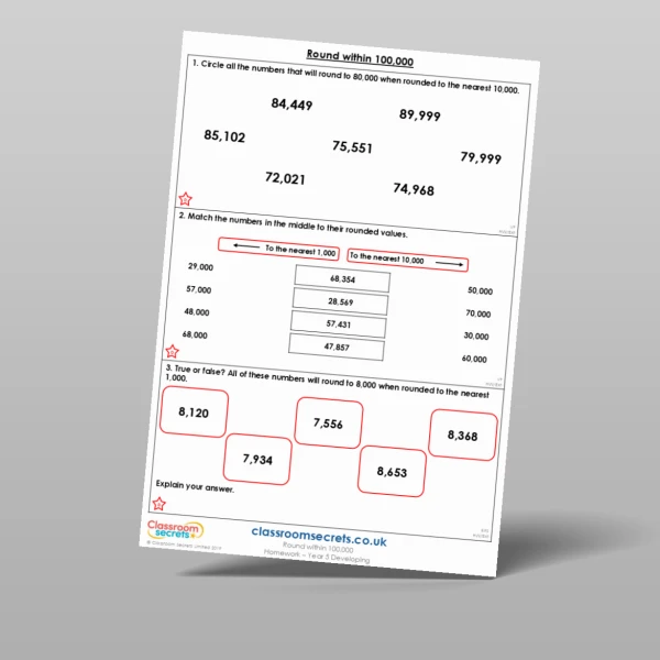 An image of the Round within 100,000 Homework Resource