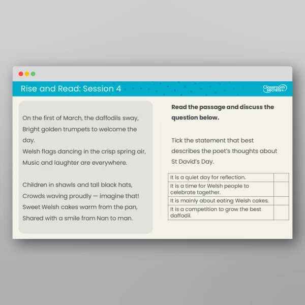 An image of the Rise and Read St David's Day Resource
