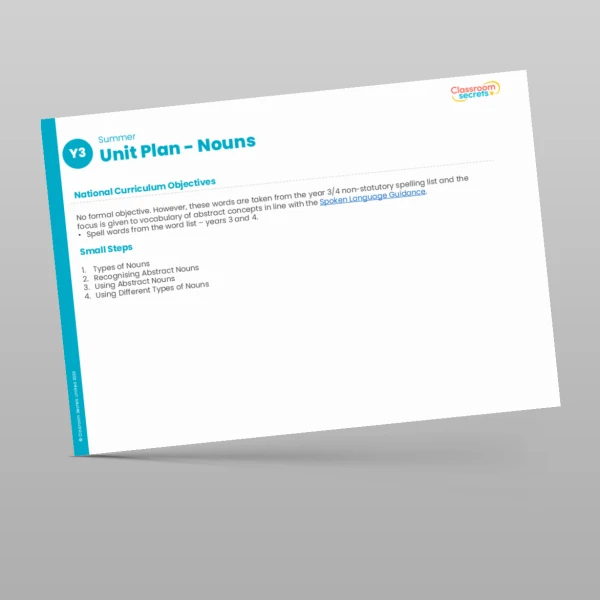 An image of the Nouns Unit Plan Resource