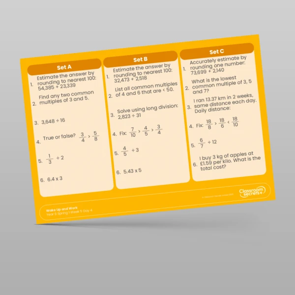 An image of the Spring 1 Week 5 Wake Up and Work Resource