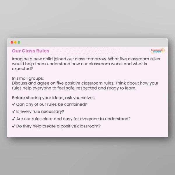 An image of the Classroom Rules PPT Resource