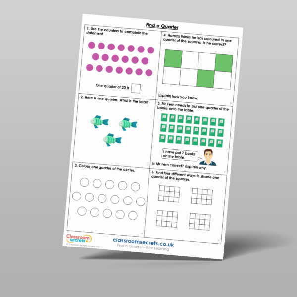 Year 2 Find A Quarter Prior Learning Resource | Classroom Secrets