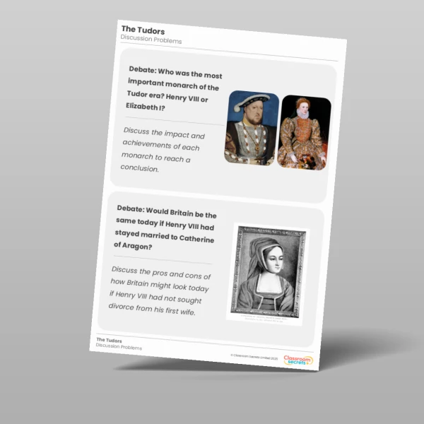 An image of the The Tudors Discussion Problems Resource