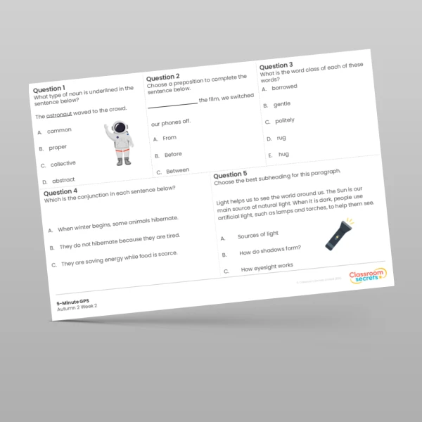An image of the 5-Minute GPS Autumn 2 Week 2 Resource