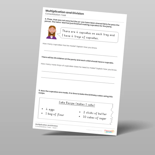 An image of the Multiplication and Division Consolidation Task Resource
