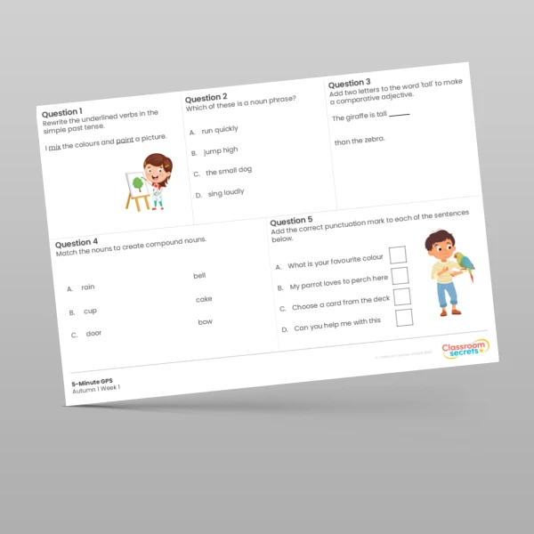 An image of the Free 5-Minute GPS Autumn 1 Week 1 Resource