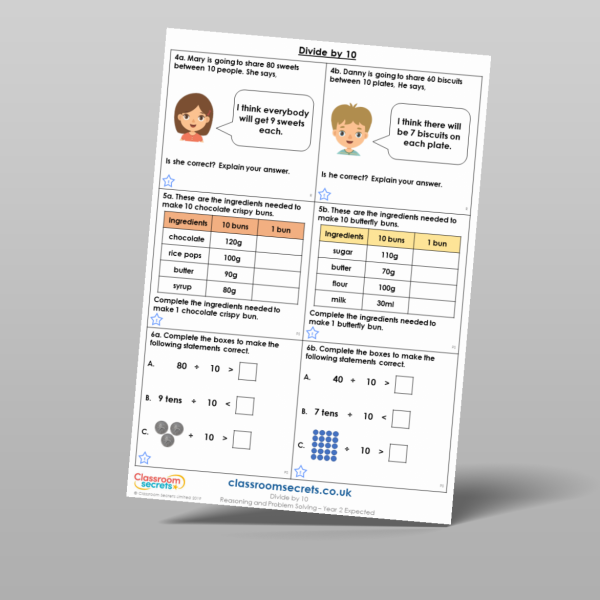 Year 2 Divide By 10 Reasoning And Problem Solving Resource | Classroom ...