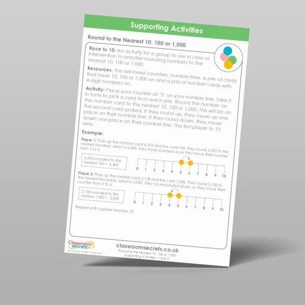 An image of the Round to the Nearest 10, 100 or 1,000 Supporting Activity Resource