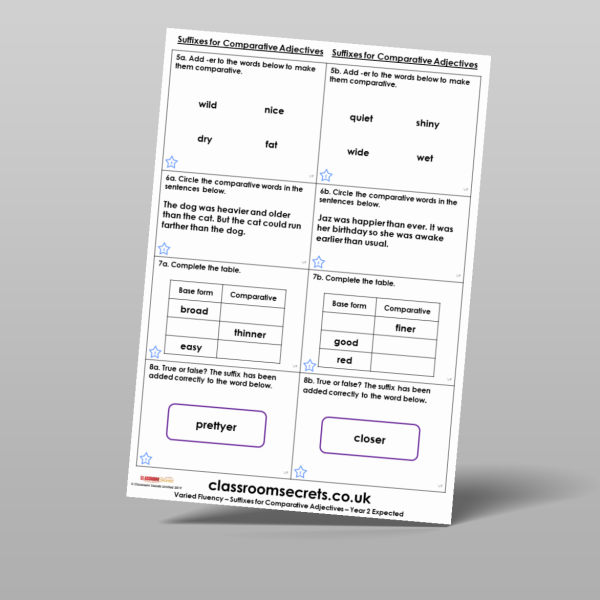 Year 2 Suffixes For Comparative Adjectives Varied Fluency Resource ...