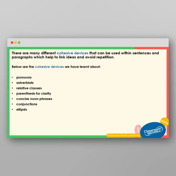 An image of the Using Devices to Build Cohesion Teaching PPT Resource