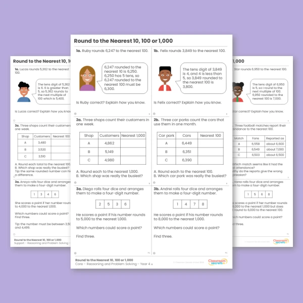 Year 4 Round to the Nearest 10, 100 or 1,000 Place Value Reasoning and Problem Solving