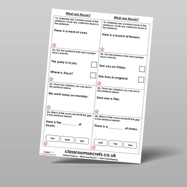 An image of the Free What are Nouns? Varied Fluency Resource