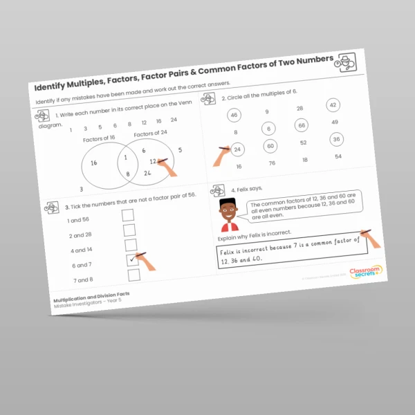 An image of the Multiplication and Division Facts Mistake Investigators Resource