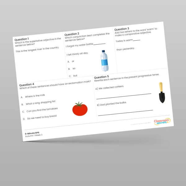 An image of the 5-Minute GPS Autumn 1 Week 3 Resource