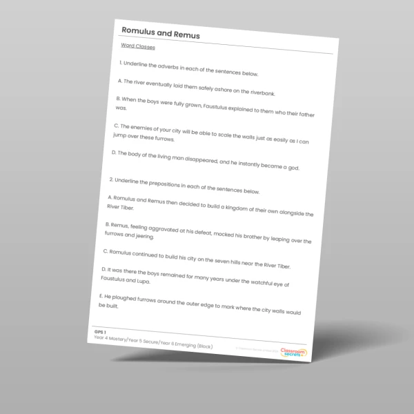 An image of the Romulus and Remus Black Guided Reading Pack Resource