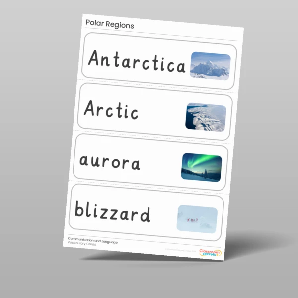 An image of the Amazing World - Polar Regions Vocabulary Cards Resource