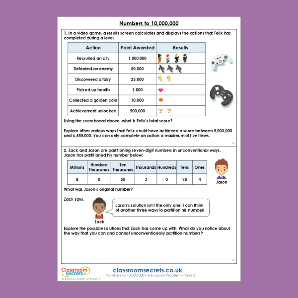 Year 6 Numbers to 10,000,000 Place Value Deeper Reasoning Discussion Problem