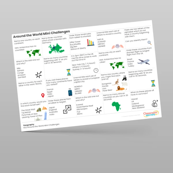 An image of the Around the World Mini Challenges Resource
