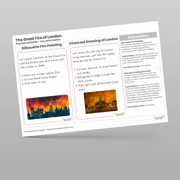 An image of the The Great Fire of London Practical Activities Resource