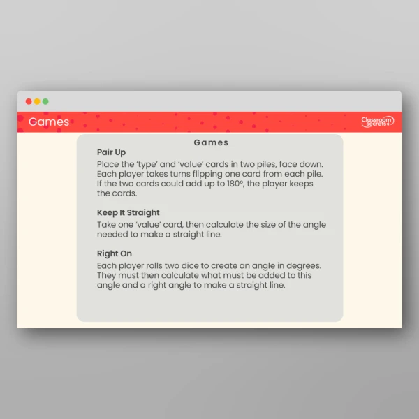 An image of the Angles on a Straight Line Tutor PPT Resource