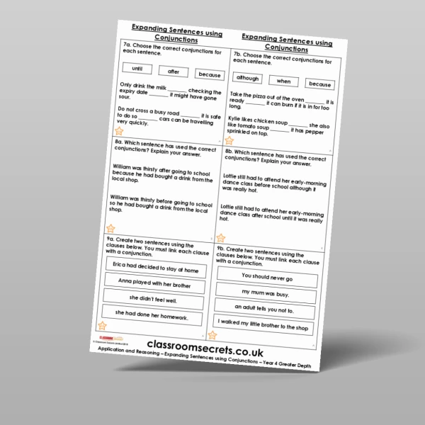 An image of the Expanding Sentences using Conjunctions Application and Reasoning Resource