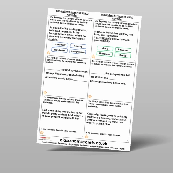 An image of the Expanding Sentences using Adverbs Application and Reasoning Resource