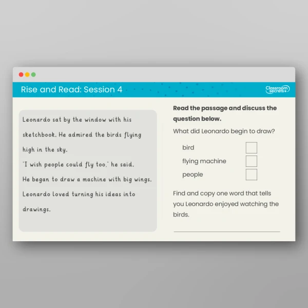 An image of the Rise and Read Leonardo da Vinci Resource