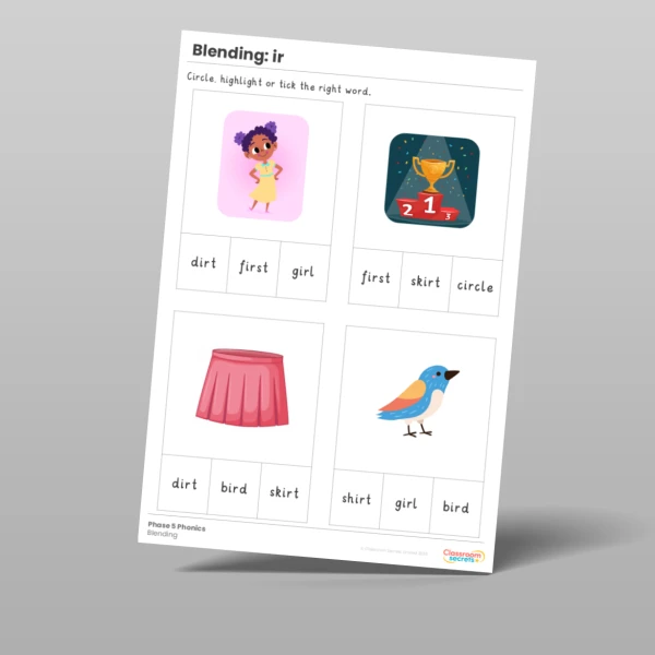An image of the Phonics Blending Activities ir Resource