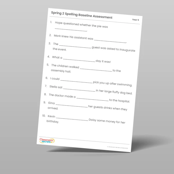 An image of the Spring 2 Baseline Assessment Resource