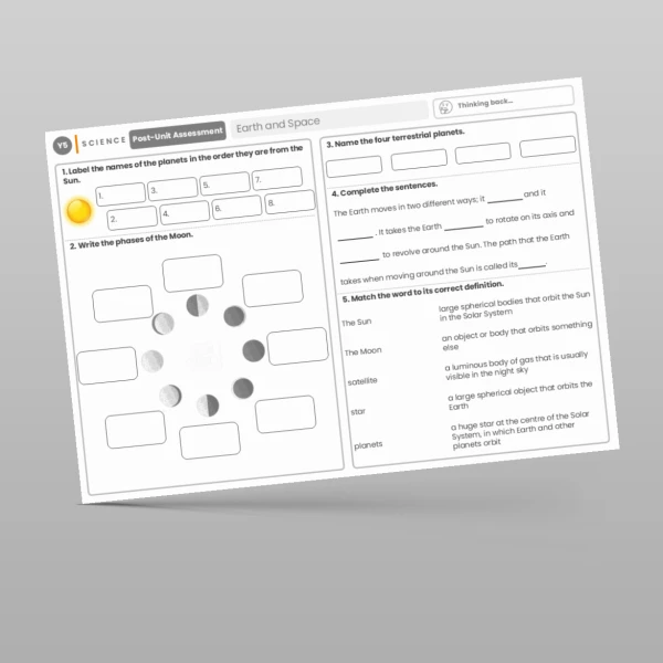 An image of the Earth and Space Post-Unit Assessment Resource