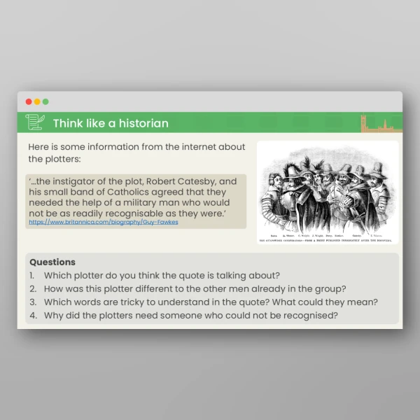 An image of the Lesson 3: Who Took Part in the Gunpowder Plot? PPT Resource
