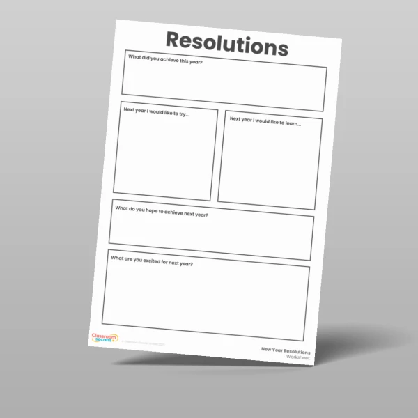 An image of the New Year Resolutions Worksheet Resource