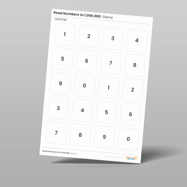 An image of the Read Numbers to 1,000,000 Prior Learning Tutor Game Resource