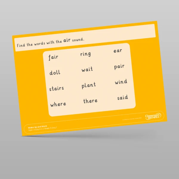 An image of the Autumn 2 Week 5 Wake Up and Work Resource