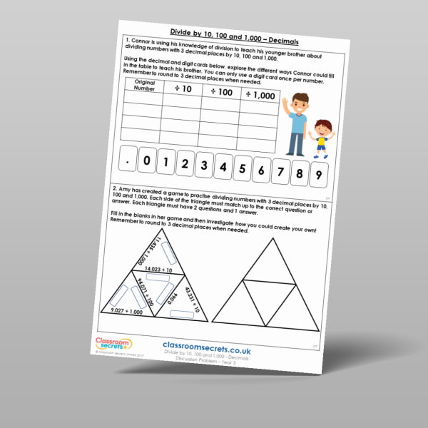 Year 5 Divide By 10 100 And 1 000 Decimals Discussion Problem Resource ...