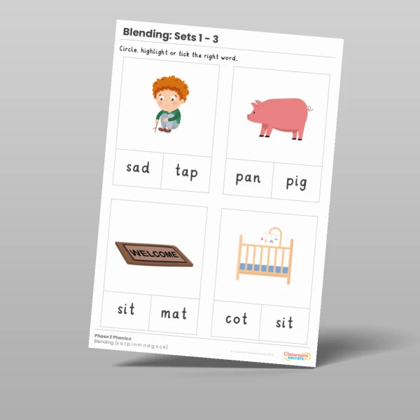 An image of the Phonics Blending Activities: Sets 1 - 3 Resource