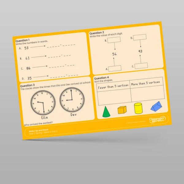 An image of the Spring 1 Week 4 Wake Up and Work Resource