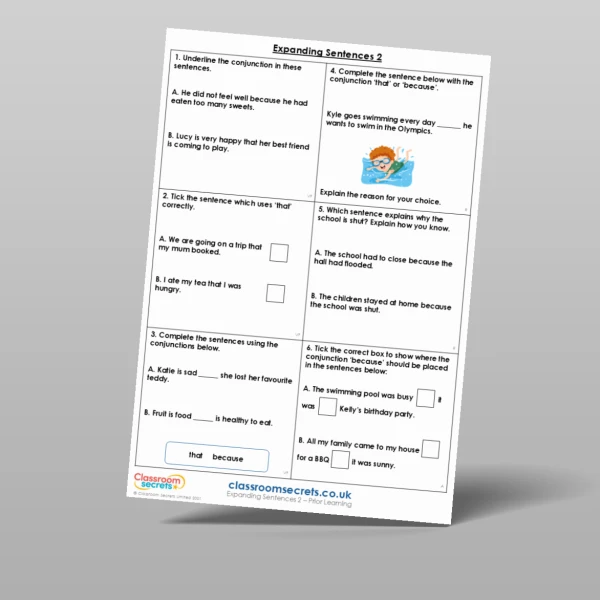 An image of the Expanding Sentences 2 Prior Learning Resource