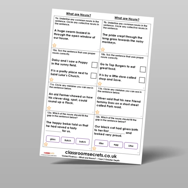 An image of the Free What are Nouns? Varied Fluency Resource