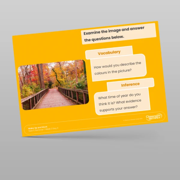 An image of the Summer 1 Week 3 Wake Up and Work Resource