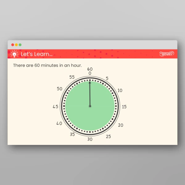 An image of the Minutes in an Hour Teaching PPT Resource