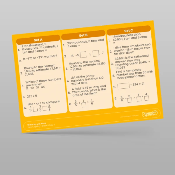 An image of the Spring 1 Week 6 Wake Up and Work Resource