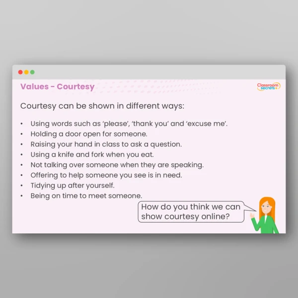 An image of the UKS2 Values - Courtesy Resource