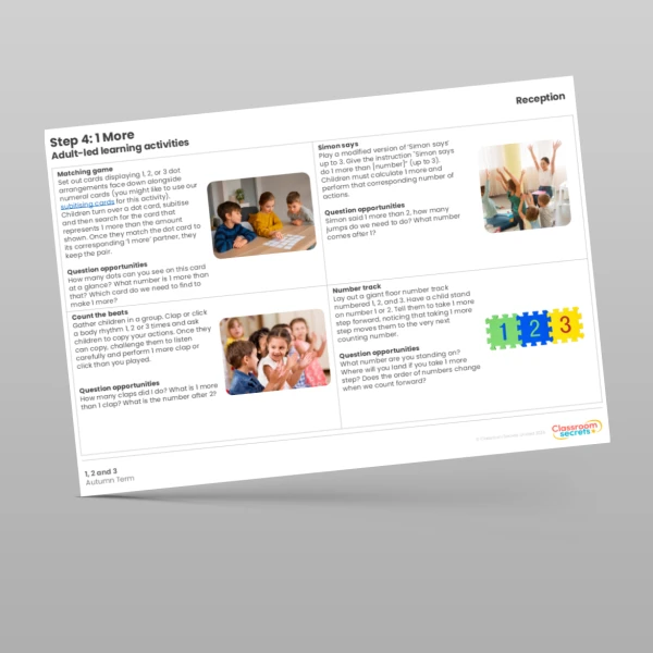 EYFS WR Maths Aligned Planning Reception Step 4 1 More