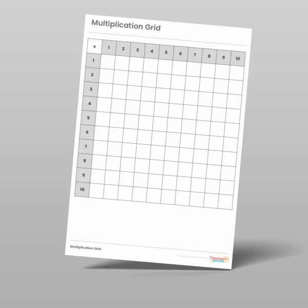 An image of the Blank Multiplication Grid Resource