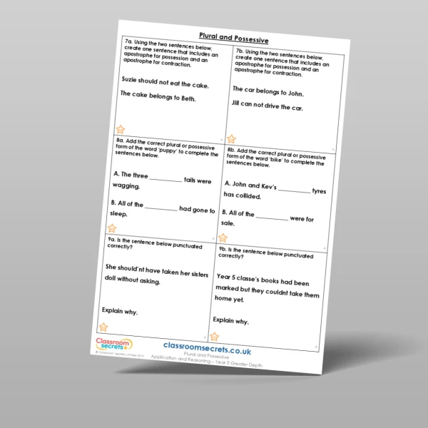 An image of the Plural and Possessive Application and Reasoning Resource
