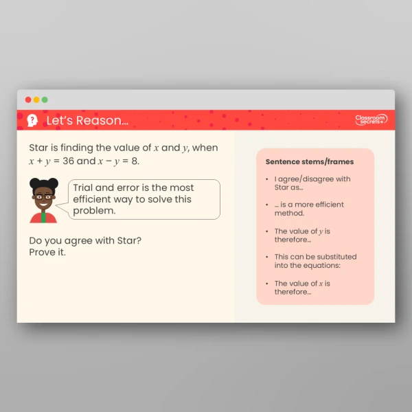 An image of the Solve Problems with Two Unknowns Teaching PPT Resource