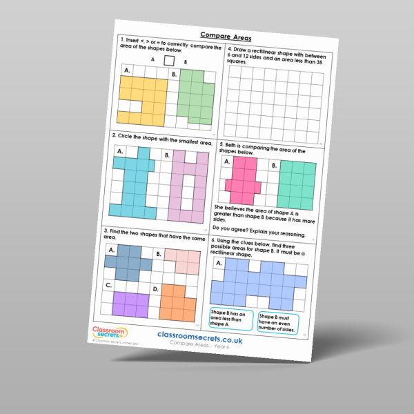 Year 4 Compare Areas Mixed Activity Resource | Classroom Secrets