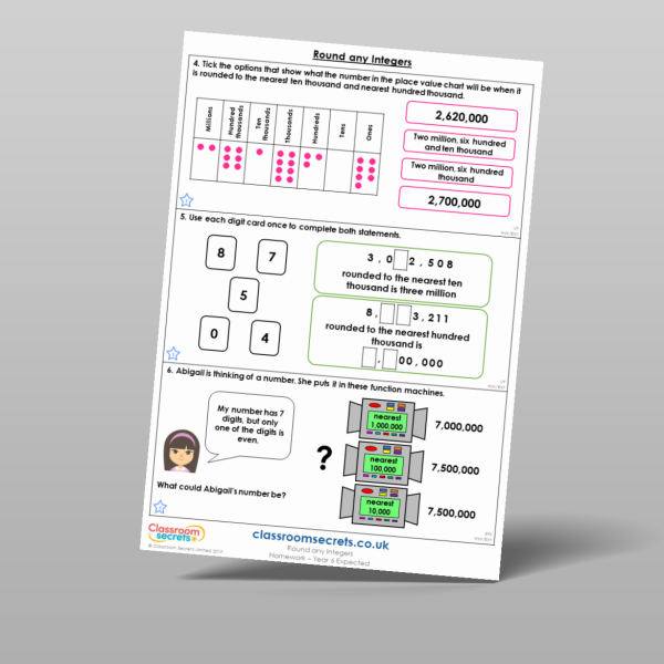 Year 6 Round Any Integers Homework Resource | Classroom Secrets
